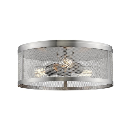 Z-Lite Meshsmith 3 Light Flush Mount, Brushed Nickel 331F14-BN
